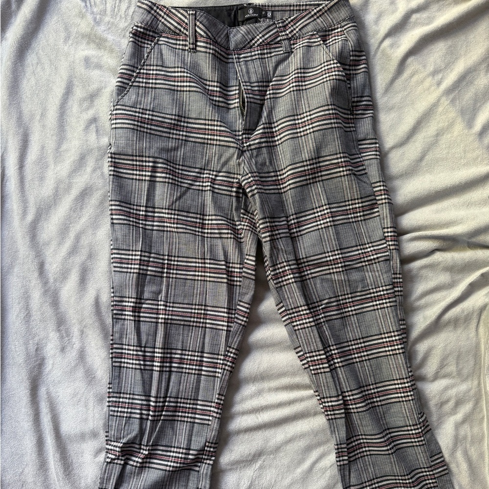 Volcom Black and Gray Plaid Pants